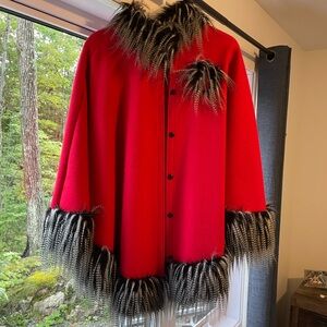 Handmade wool and fur poncho
